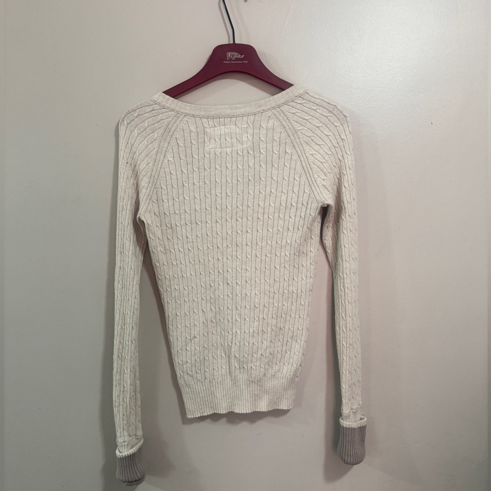 Y2K Style American Eagle Outfitters Cream V-Neck Sweater Woman’s Size Large - Picture 4 of 4